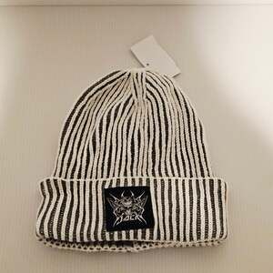 Cactus Jack Jack Skellington Beanie, Black and White Ribbed Knit